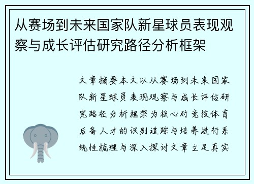 从赛场到未来国家队新星球员表现观察与成长评估研究路径分析框架